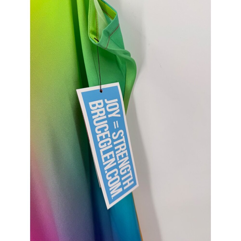 NEW Bruce Glen Rainbow Gradient Silk Slip Mini Dress Size XS Pride Adjustable - Picture 2 of 6